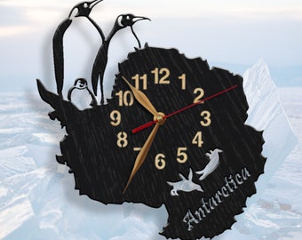 Wall Clock Antarctic Penguins, Non-ticking, South Pole Antarctica LARGE 12-18inch Wall Decor #181