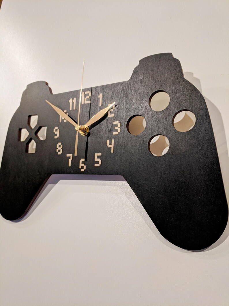 Wall Clock Game Console Non-ticking, Gamer Gift, Joystick, Teens Game Zone, Gaming Room Wall Art Decor, Wooden 12-18 inch 18", NO Personalize