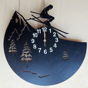 Reloj de pared Esquiador sin tictac, Esquí alpino, Deporte de invierno Estilo libre, Salto en la nieve imagen 8