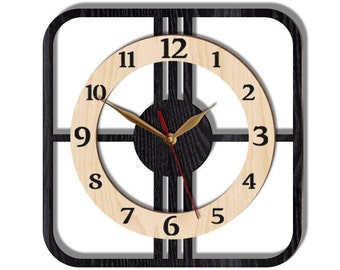 Oversized Wall Clock Wood BIG 12-18-21 inch, Non-ticking Wall Clock with Numbers, Square Wall Art Decor, Minimalist Wall Clock
