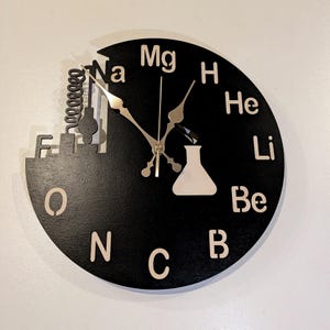 Chemistry Wall Clock 12-16 inches, Teacher Chemist Gift, Science Class Room Decor, Custom Clock image 1