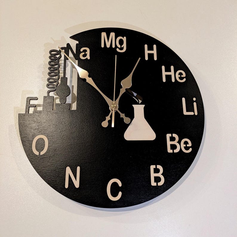 Chemistry Wall Clock 12-16 inches, Teacher Chemist Gift, Science Class Room Decor, Custom Clock image 1