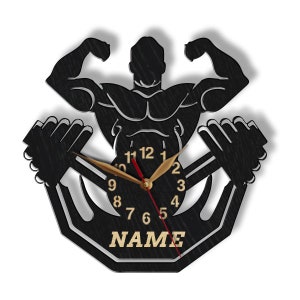 Wall Clock Bodybuilding 12-18inch, Bodybuilder Coach Gift, Powerlifter Home Gym Man Woman image 6