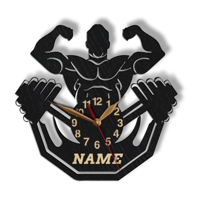 Wall Clock Bodybuilding 12-18inch, Bodybuilder Coach Gift, Powerlifter Home Gym Man Woman image 6