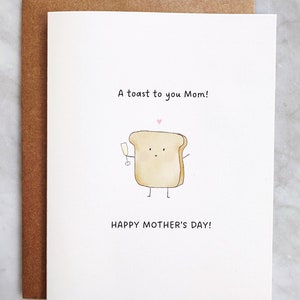 Un toast à maman ! Jolie carte de petite fille heureuse pour la fête des mères