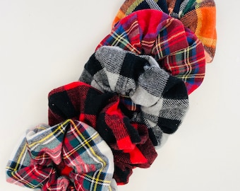 Large Plaid flannel scrunchies | Fall & Winter plaid scrunchies | Large soft plaid scrunchies | Classic scrunchie