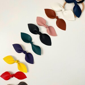 Faux Leather Knotted Bow: Baby Headband or Ponytail Clip