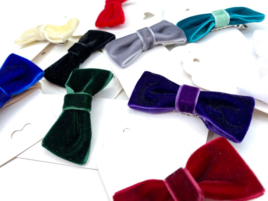 Velvet Bow Hair Clips Bows on Clips Bow on Elastic Baby Headband Bow