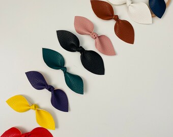 Faux Leather Knotted Bow: Baby Headband or Ponytail Clip