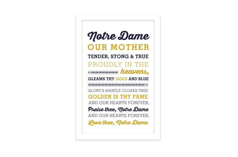 Notre Dame Poster Alma Mater Print Wall Art Decor