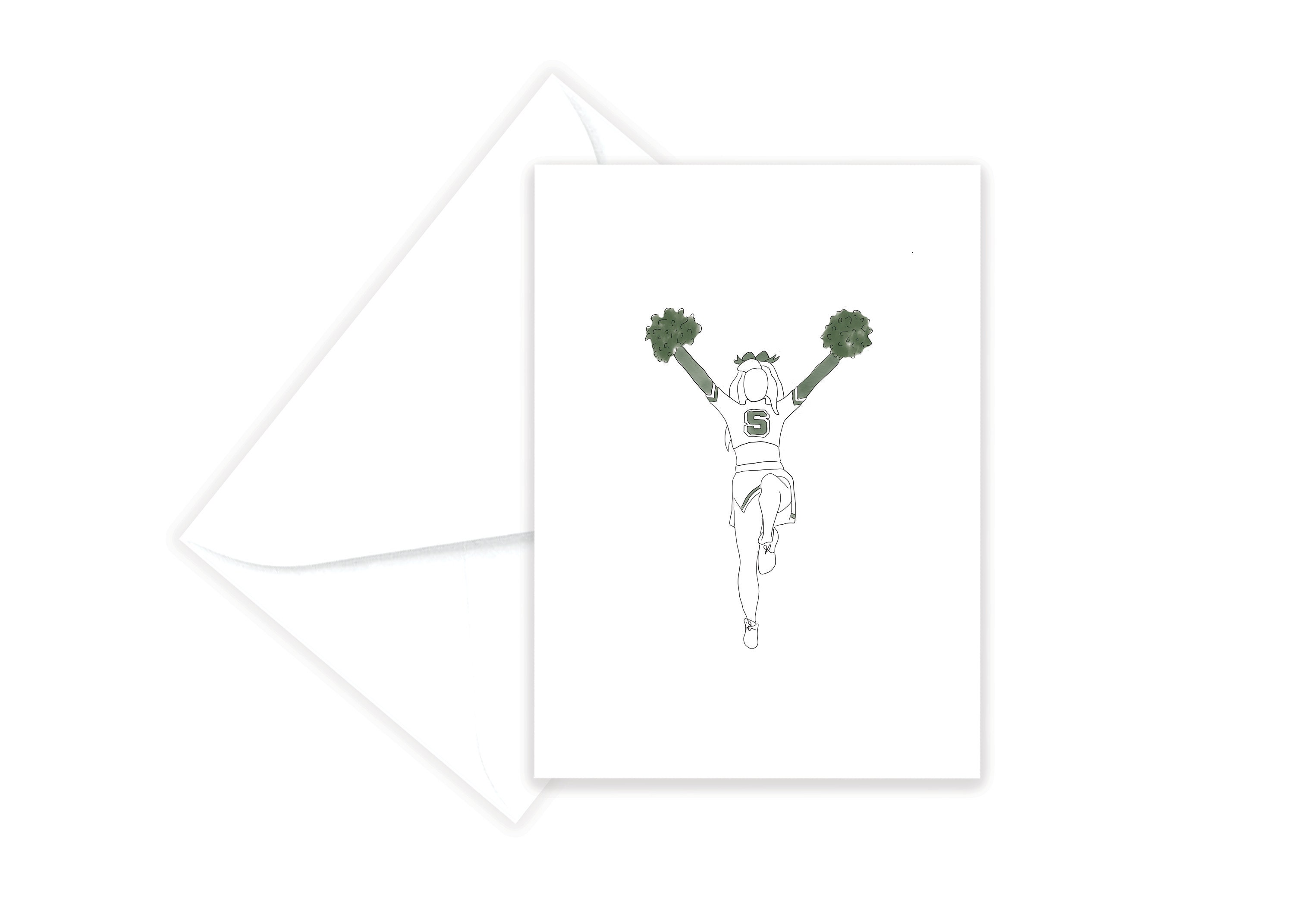 Michigan State Cheerleader Card Spartan Greeting Cards Etsy