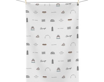 Chicago Illinois Gift Tea Towel - Chicago City Gift Kitchen Guest Towel - Chicagoan Gift