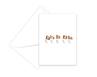 Crochet - Texas-cartes de voeux - carte de Texas Longhorn drapeaux em cornes