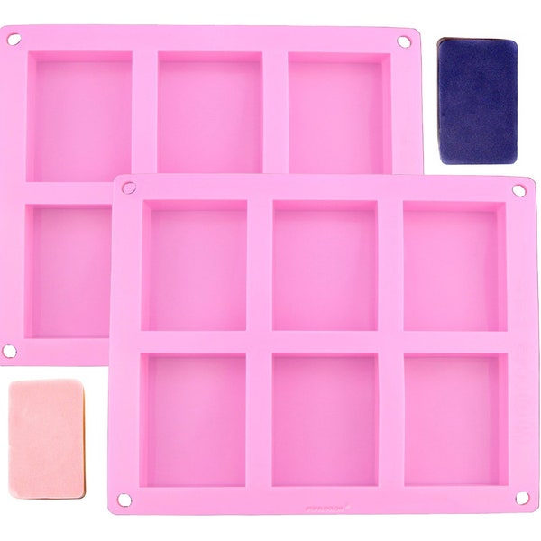 Silicone Soap Molds Homemade Craft Old Fashion Soap Bar Mold Silicone Molds for Cake Baking Tart Pudding Cookie Making, Rectangle Shape