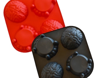 Two Pack Brain Fangs Teeth Scary Freeze Halloween Silicone DIY Mold to make Soap Candle Chocolate Candy Tray Oven Safe Mold