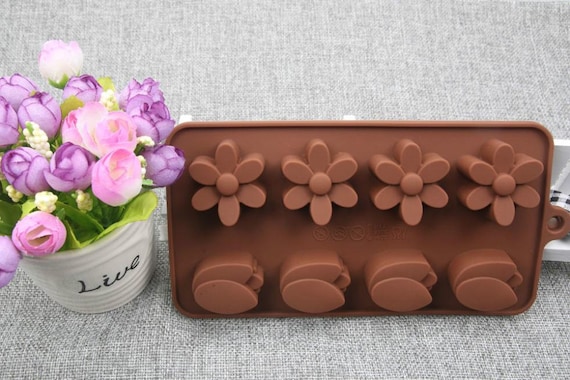 VerPetridure Silicone 15 Tulip Flower Chocolate Mold Ice Tray Mold Diy  Baking tool 