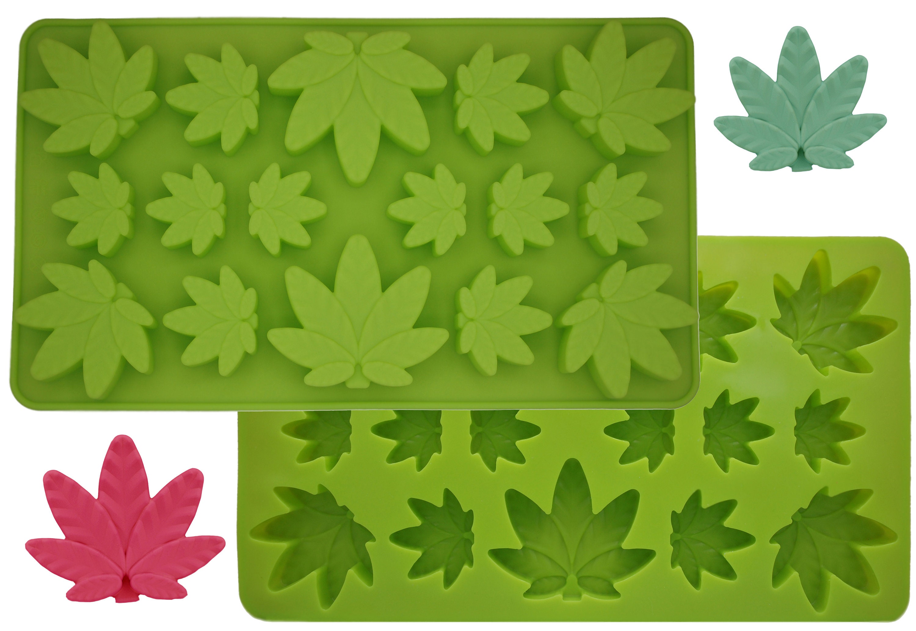 Marijuana Edibles Pot Leaf Silicone Mold for Gummies Candy Chocolate 420 THC  Symbol DIY Kit Bottle Shape 4 Tray Molds 
