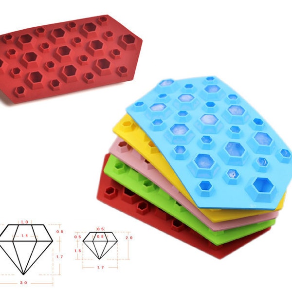 3D Diamond Silicone Mold Chocolate Ice Cube Tray Muffin Molds DIY SOAP Mould Jello Candy