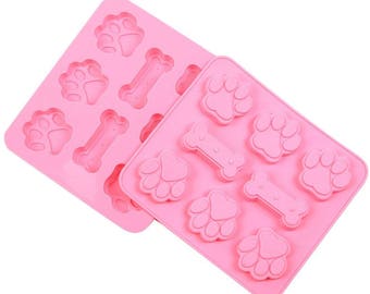 Bone and Paw shape Silicone Mold Perfect for Homemade dog Treats DIY to make Soap Candle Chocolate Candy Tray Mold ICE Party maker mould