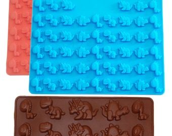 Set of 3 ( three ) Homemade Gummy Dino Silicone DIY Mold to make Chocolate Candy Tray Mold ICE Party maker  mould