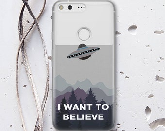 I Want To Believe UFO Google Pixel 3 2 3a XL Note 8 Case Aliens Clear Phone Case X-Files Case Plastic Samsung Galaxy S9 Case Silicone WC1146