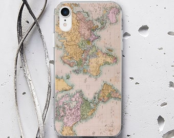 World Map iPhone 11 Case iPhone 11 Pro Case iPhone 11 Pro Max Case iPhone 11 Clear Cover WC1298