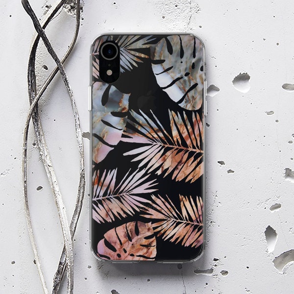 Case for Samsung Galaxy S7 Edge Samsung Galaxy S8 Plus Case Leaves iPhone XR XS Max X Case iPhone 8 Case Tropical Phone 7 6s Clear WC1261