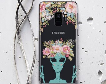 Alien Phone Case Floral Samsung Galaxy S10 S10e S9 Case Huawei P8 Case S6 Huawei P9 Lite Clear Note 8 Case HTC 10 Cover Silicone Case WC1206