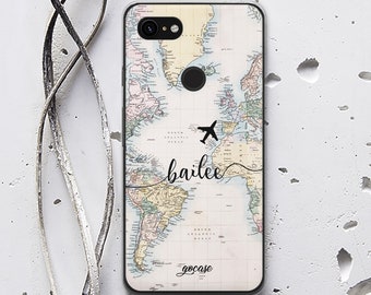 Plane Pixel 6 Pro Case Pixel 6 Case Pixel 5 5G Case Google Pixel 5 Case World Map Google Pixel 4A 5G Case Your Name Pixel 4A Case WC1557