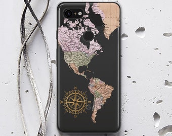 Compass Pixel 6 Pro Case World Map Google Pixel 6 Case Google Pixel 5 5G Case Pixel 5 Cases America Google Pixel 4A 5G Pixel 4A Case WC1556