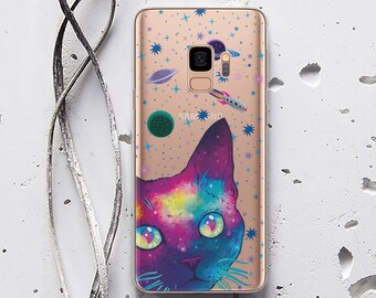 Space S21 Plus Galaxy Case Space Cat Note 20 Ultra Silicone Case Planets Samsung S21 Case Samsung Note 20 Thin Protective Case WC1554
