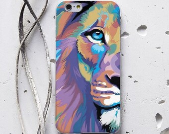 Lion Animal iPhone 6 Case iPhone XR X XS Max 7 Case Clear Samsung S6 Case Painting Phone 6s Plus Case Protective Note 4 Case iPhone 8 WC1182