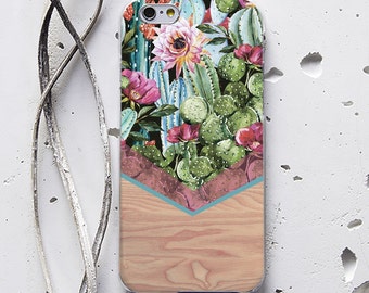Cactus iPhone XS Max X 7 Case Wood Pixel 3a iPhone 6s Case Succulent Phone XR Galaxy S7 S6 Case for Samsung Note 4 Case iPhone 8 Plus WC1126