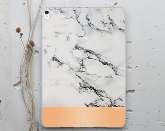 Unique iPad 11.4 Case iPad 4 Cover iPad Mini 5 Case Cute Cases iPad Mini 4 Case iPad Smart Cover iPad 10.5 White Marble Golden WC4197