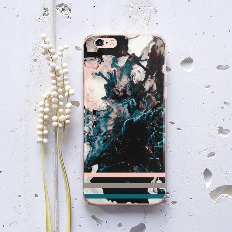 Black Marble iPhone XR XS Max Case Watercolor Case iPhone 6 Case iPhone 8 Case Mist iPhone Plus Case iPhone X Galaxy S9 Gift For Her WC1115 image 1