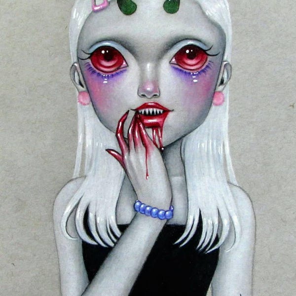 Ghoulia original colored pencil artwork 6"x9"