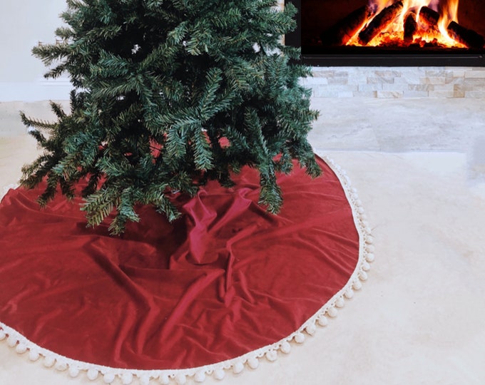 Velvet Tree skirt, Christmas tree skirt, red velvet tree skirt, red velvet, Christmas decor, home decor, holiday, red tree skirt, Christmas