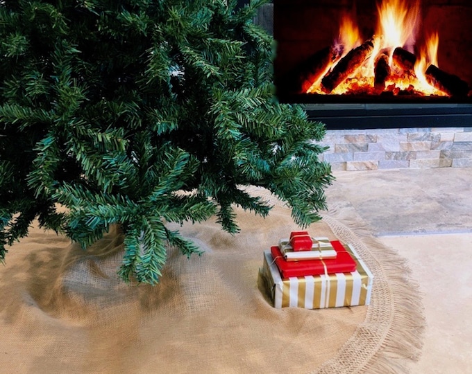 Fringe Tree Skirt, Christmas Tree Skirt, Christmas Tree Skirts, Burlap Christmas Tree Skirt, Tree Skirt, Rustic Decor, Burlap Tree Skirt