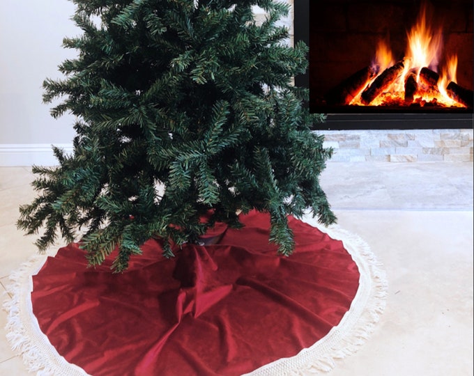 Fringe Tree skirt, Christmas tree skirt, tree skirt, burlap Christmas tree skirt, burlap tree skirt, Christmas decor, tree skirt, burlap