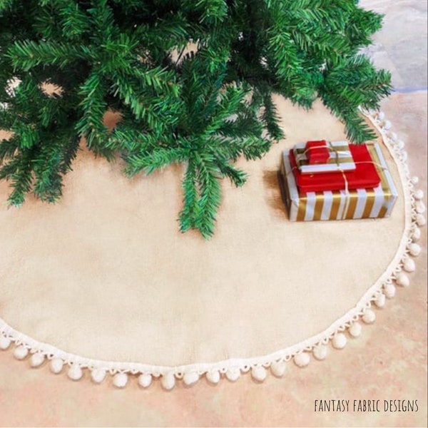 Garland Pom Pom Tree skirt, Christmas Garland for Tree, Christmas tree skirt, tree skirt, Christmas tree skirt, burlap tree skirt, holiday