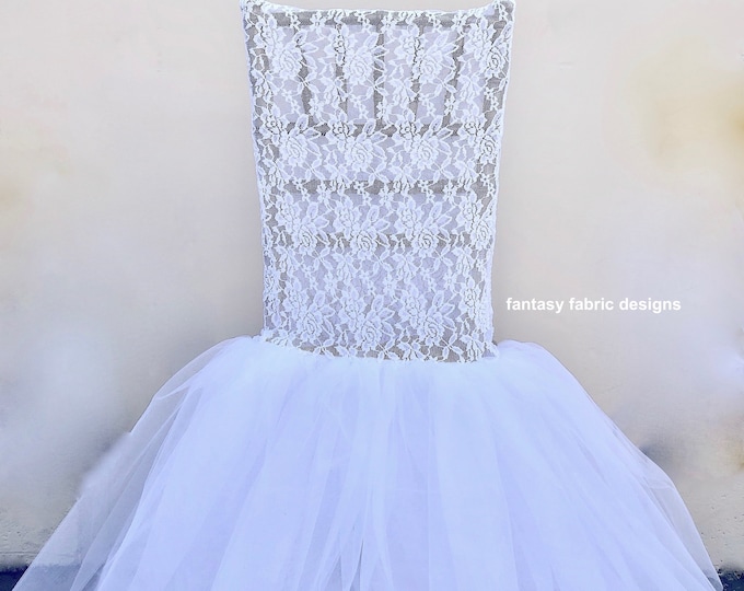 Lace Tutu chiavari chair cover, chair cover, wedding, baby shower, bridal, quinceañera, tulle, wedding chair cover, all colors available