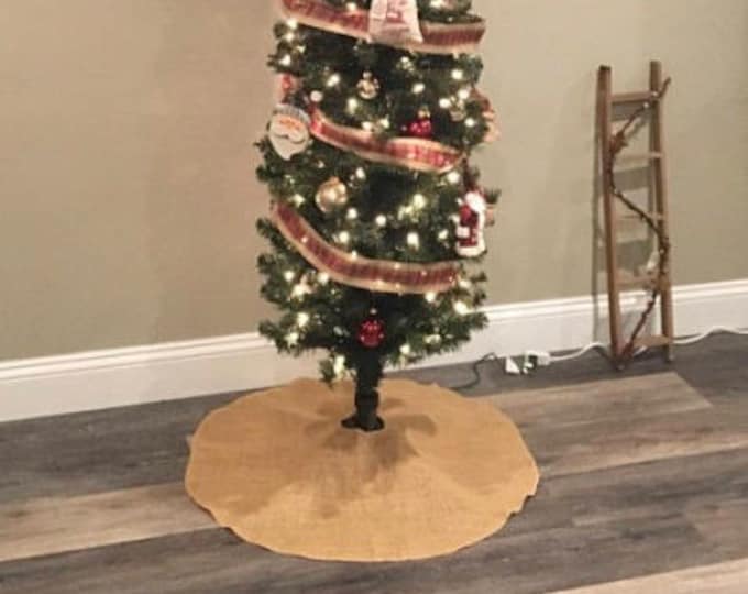 Burlap Christmas tree skirt, Christmas tree skirt, burlap, rustic holiday decor, home decor,60 inches diameter, christmas decor, tree skirt,