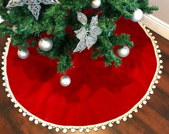 Velvet Tree Skirt, Tree skirt, Christmas tree skirt, white velvet tree skirt, red velvet, Christmas decor, home decor, holiday, Christmas