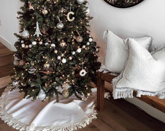 Fringe Tree skirt, Christmas tree skirt, tree skirt, burlap Christmas tree skirt, burlap tree skirt, Christmas decor, tree skirt, burlap