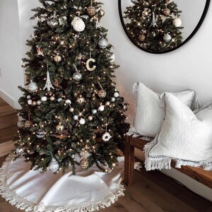 Fringe Tree skirt, Christmas tree skirt, tree skirt, burlap Christmas tree skirt, burlap tree skirt, Christmas decor, tree skirt, burlap image 1