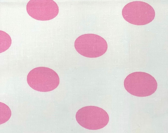 White and Pink Polka Dot Fabric, Cotton, Fabric by the Yard, Polka Dot Decor, 100% Cotton, 60" Wide, Cotton Yardage, Yard, Light Pink, Craft