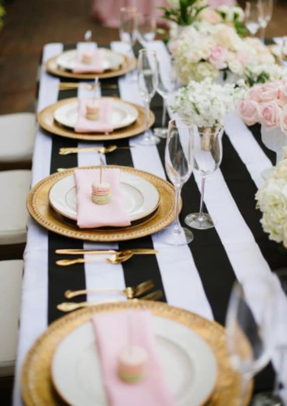Striped Tablecloth Black and White Table Runner Cotton Stripped Wedding Tablecloth Nautical Navy Blue and White Beach Wedding Decor Etsy UK