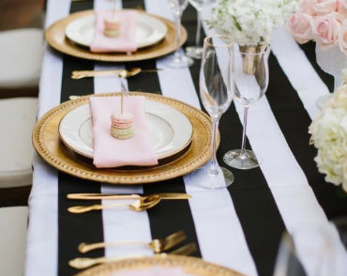 striped tablecloth, black and white, table runner, Cotton stripped wedding tablecloth, nautical, navy blue and white, beach wedding, decor