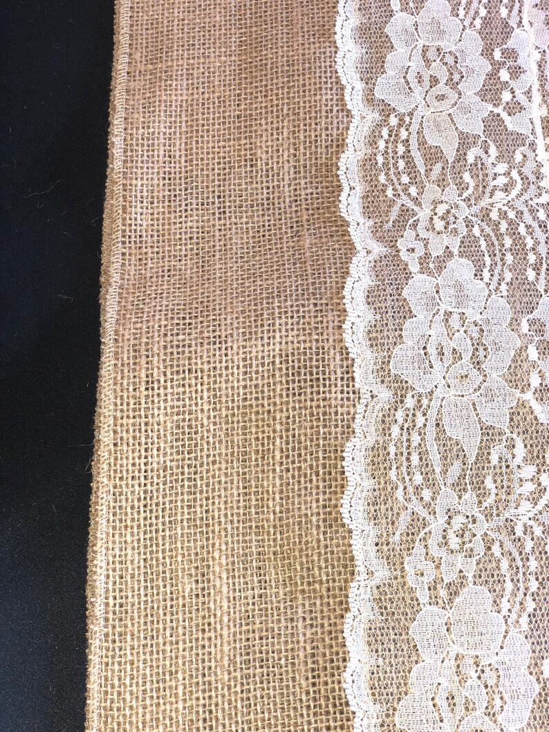 SALE Table Runner Burlap Table Runner With Ivory Lace Etsy