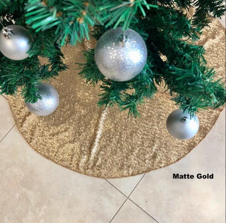 Gold Sequins Tree Skirt Tree Skirt Christmas Tree Skirt Etsy